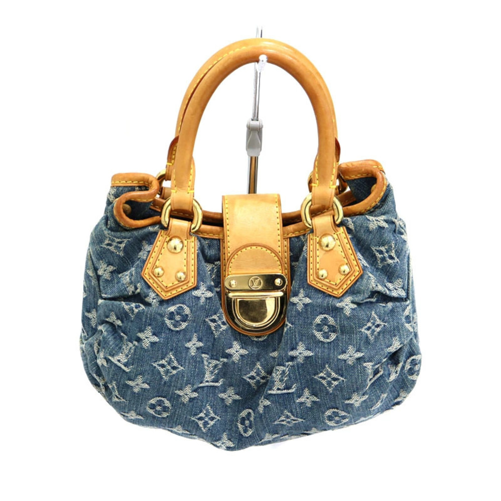 Louis Vuitton Pleaty Monogram Denim Handbag Blue